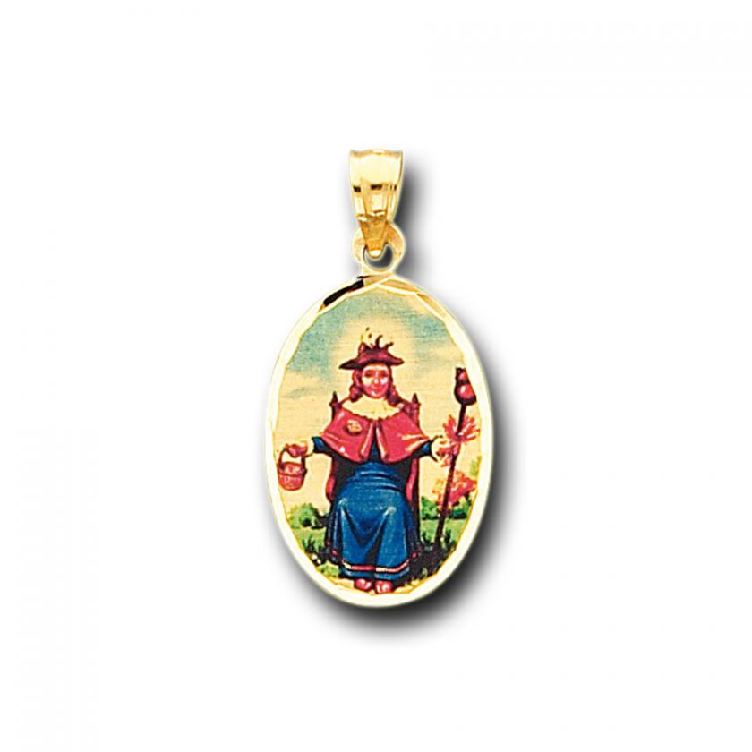 14K Yellow Gold Santo Nino Atocha Picture Charm Pendant  