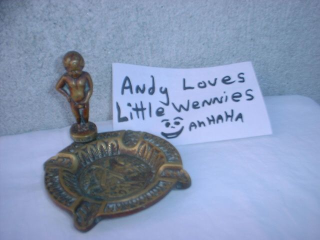 Old Bruxelles Solid Bronze Ash Tray,WeeWee Boy  