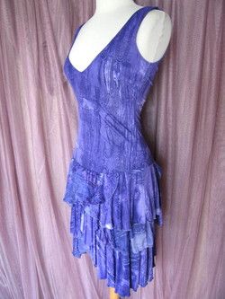 ROBERTA SCARPA ITALY RUFFLED DEVORE SALSA DRESS~S  