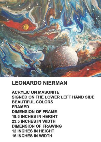 LEONARDO NIERMAN ACRYLIC ON MASONITE FRAMED SIGNED LG  