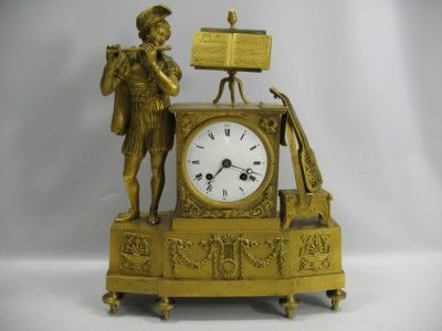 1800s Bronze French Gilt Ormolu Clock Air du Troubadour  