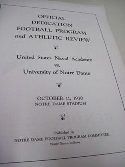 Vintage 1930 Navy vs Notre Dame Football Program Dedication Stadium 