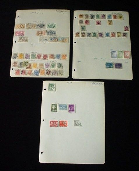 Overprint SWEDEN Swede EUROPEAN Postage STAMPS 3 Pages Old Collection 