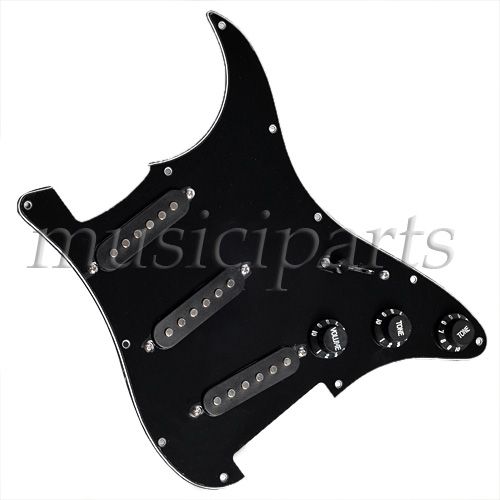 GUITAR PICKGUARD PICKUPS 3 Single coil for Fender Strat Black Loaded 