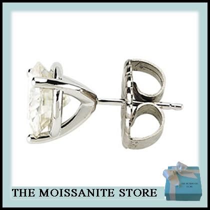 50 CT MOISSANITE STUD EARRING MARTINI 3 PRONGS 14K  