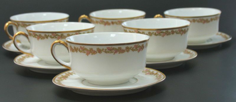 GERMAN SET 6 H & CO SELB BAVARIA PORCELAIN TEA CUP x  