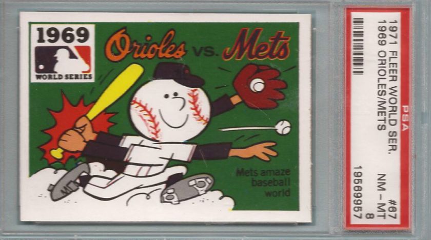 PSA 8 1971 FLEER WORLD SERIES #67 1969 METS VS ORIOLES  