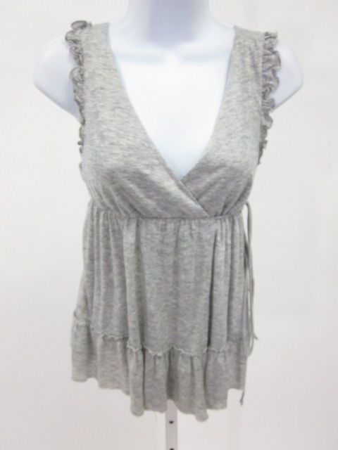 ZARA COLLECTION Gray Sleeveless Wrap Tie Waist Shirt L  