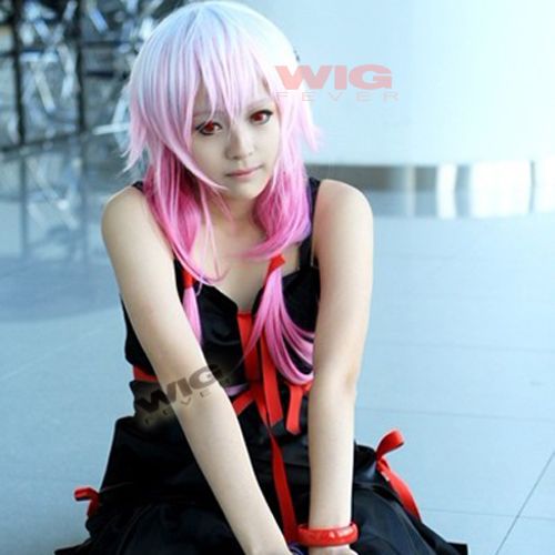 Guilty Crown Inori Yuzuriha New Cosplay Hair Wig Pink w White  