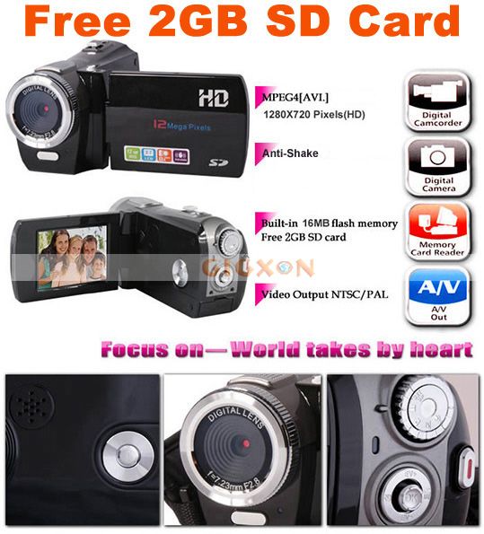 NEW HD 1280X720p DIGITAL VIDEO CAMCORDER & CAMERA+2GB  