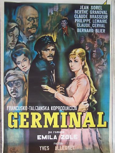 GERMINAL JEAN SOREL RARE YUGOSLAV MOVIE POSTER 1963  