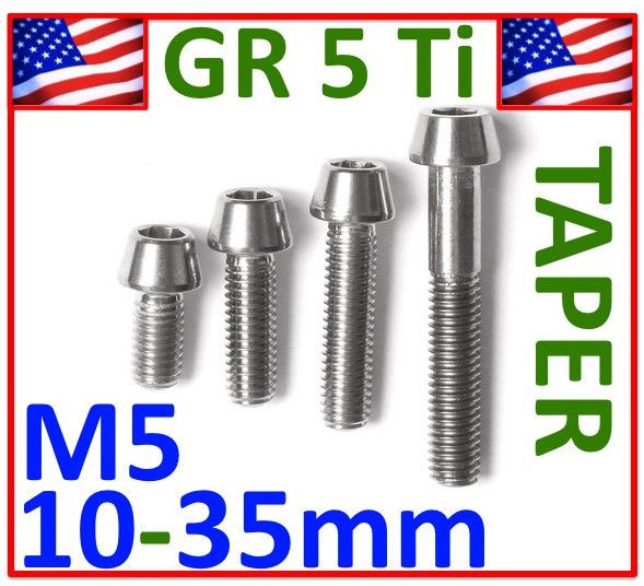   Ti M5x10mm M5x12mm M5x16mm M5x20mm M5x30mm M5x35mm Taper Bolt Screw