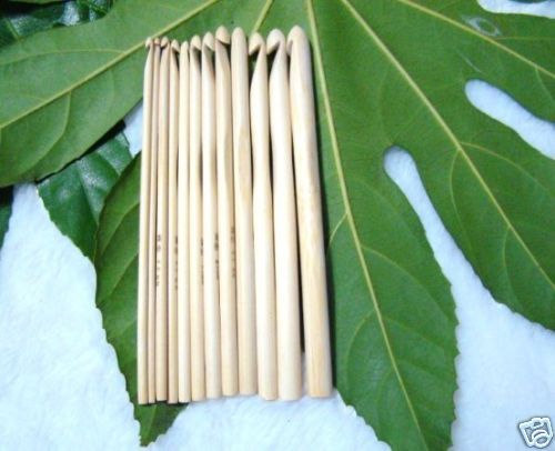 12 Sizes Crochet Hooks Bamboo Knitting Needles 15cm new  