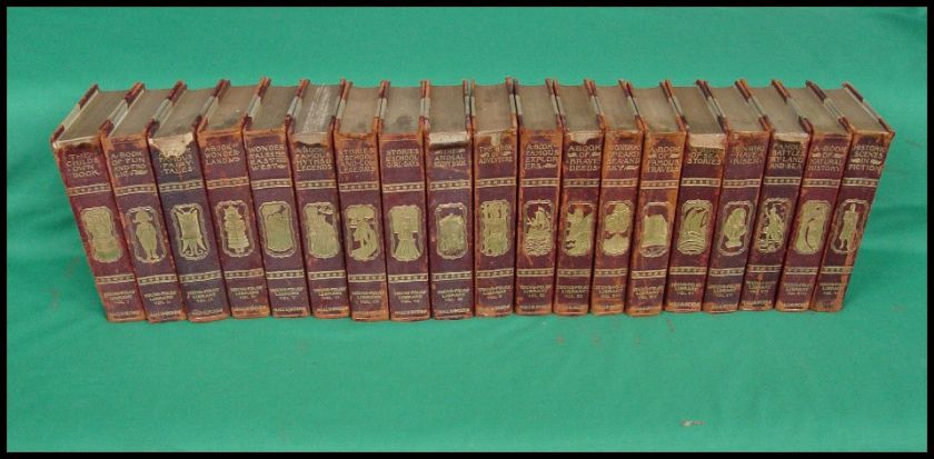 1901 Young Folks library 19 volume set leather Book  