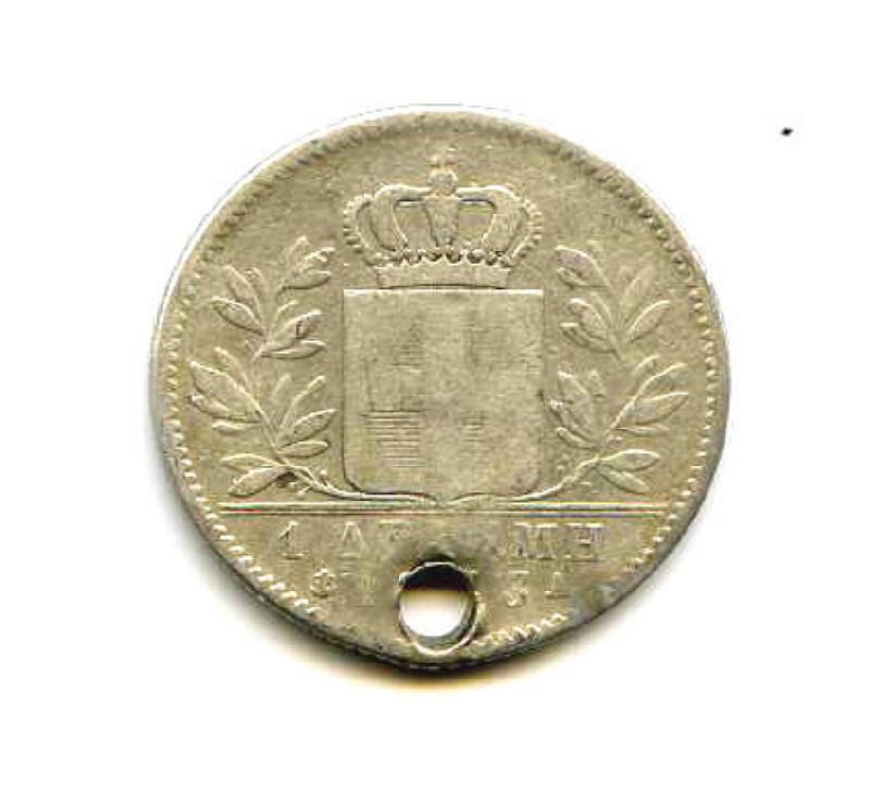 GREECE 1 DRACHMA SILVER COIN 1833 FINE *  