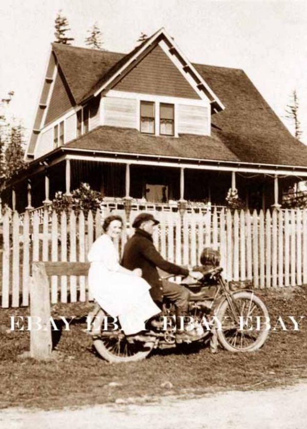 Early Harley Davidson Motorcycle Photo at Home  