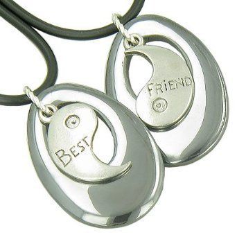 Lucky Best Friends Ying Yang Hematite Gems Friendship Necklaces  