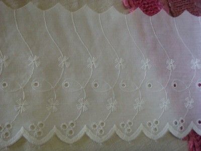 1y white scalloped embroidered eyelet trim 5 1/4 wide  