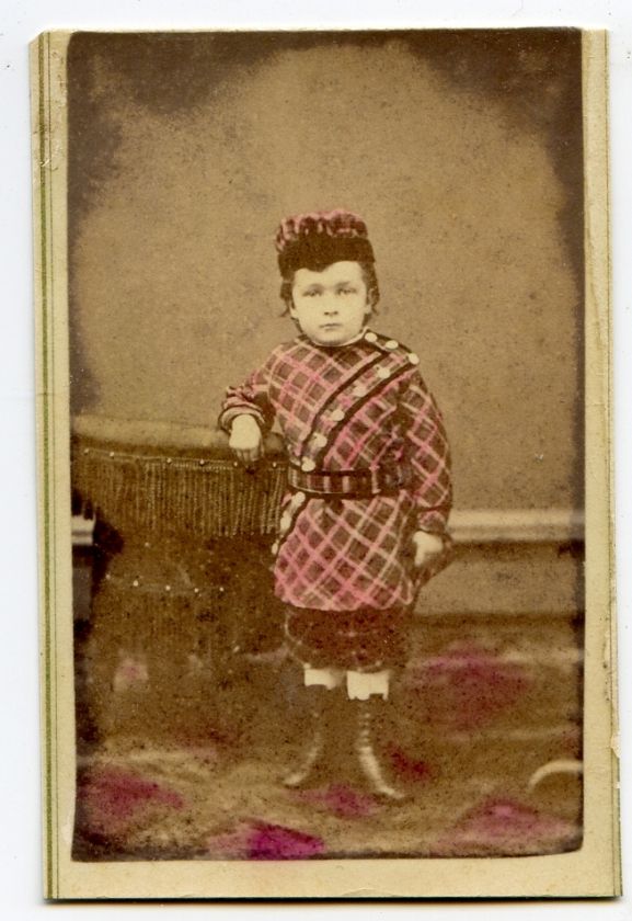 Little Boy, Hand col. CDV by W.S. Tandy, Carrollton, Il  