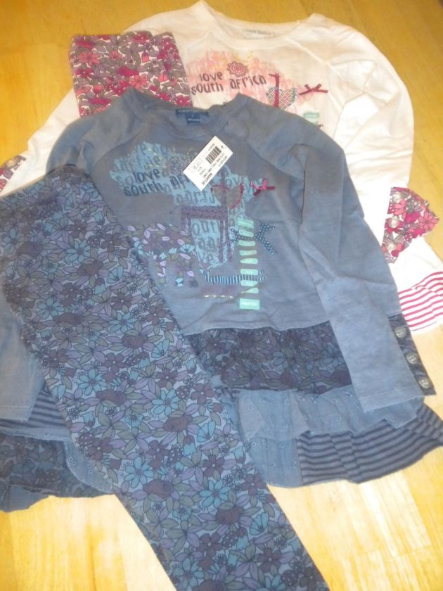 NEW NWT Naartjie Girl 4/5 South Africa Elephant Tunic Shirt Legging 