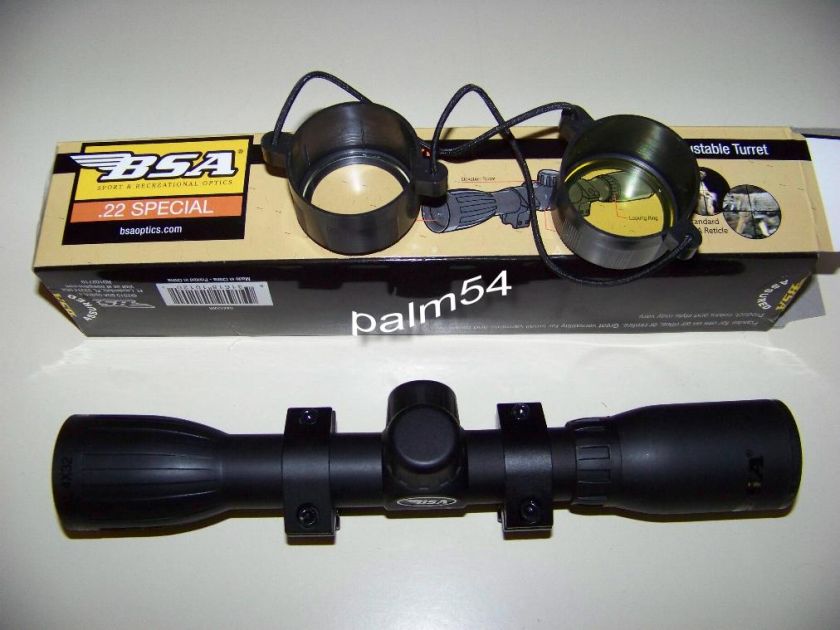 BSA 22 Special Rimfire Rifle Scope 4x 32mm Duplex Reticle *w/Rings 