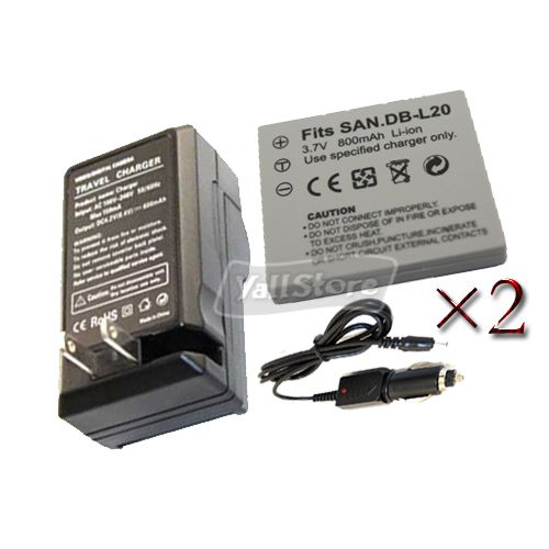 Battery+ Charger DB L20 for Sanyo Xacti DSC J4 VPC C1  