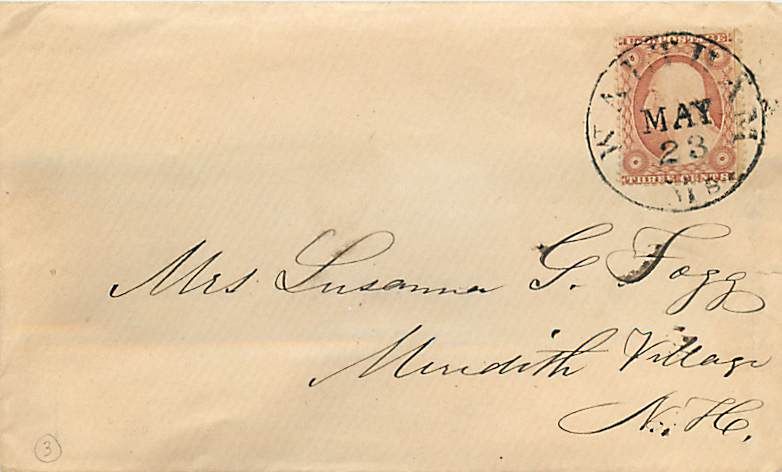 US   1850s (?) Cover   26 3c Type III   Waltham, Ms.  