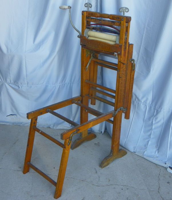 Antique Primitive Wringer and Wash Tub Folding Stand  