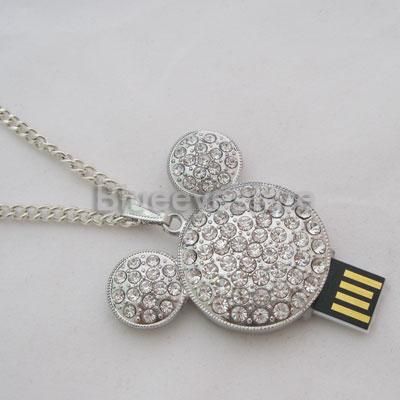 New 2GB Mickey Necklace USB 2.0 Flash Memory Pen Drive  