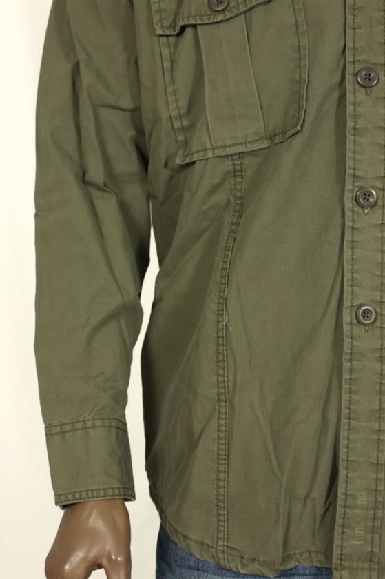 NEW MENS TIMBERLAND ARMY GREEN WASHED SHIRT JACKET L  