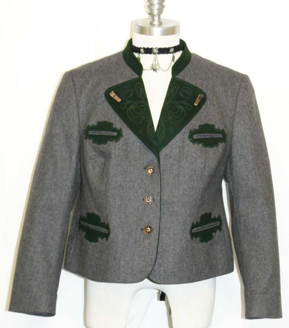 GRAY ~ BOILED WOOL Austria Women Hunting Shooting Dress Suit JACKET 