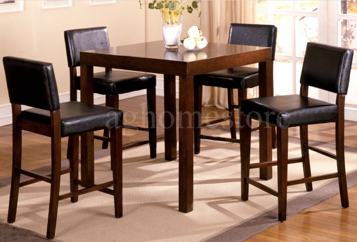 Piece Walnut Counter Height Pub Bar Dining Table Set  