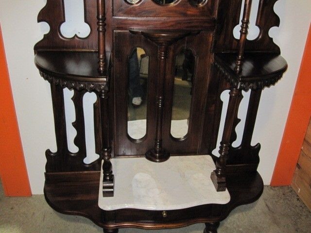 Vintage Victorian Style Etagere w/ Large Mirror Marble  