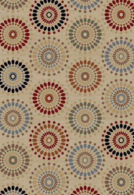 Contemporary Circles 5x8 Beige Floral Transitional Soft  