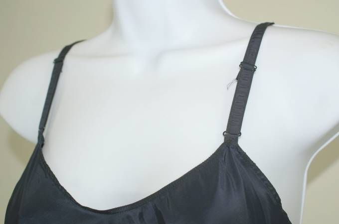 Vintage American Maid Navy Blue Full Slip Ruffle Size 34  