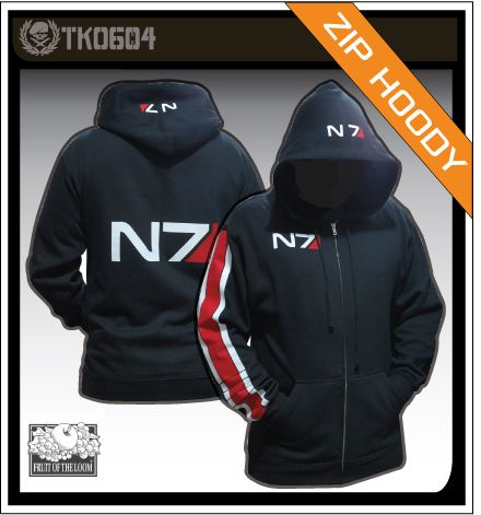 N7 ZIPPED UP MASS EFFECT Crew Shepherd X Box Game FoL GAMER HOODIE 