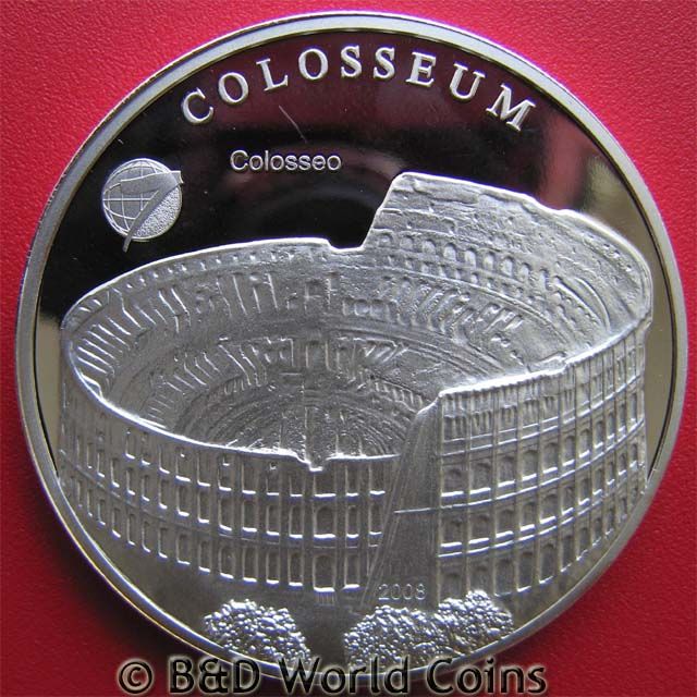 MONGOLIA 2008 100 TUGRIK SILVER ROME COLOSSEUM 38.5mm CROWN WONDER OF 