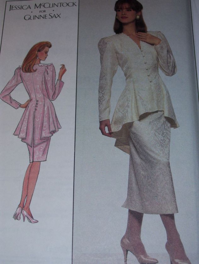 SIMPLICITY 8947 JESSICA McCLINTOCK LADIES PEPLUM JACKET SLIM SKIRT 