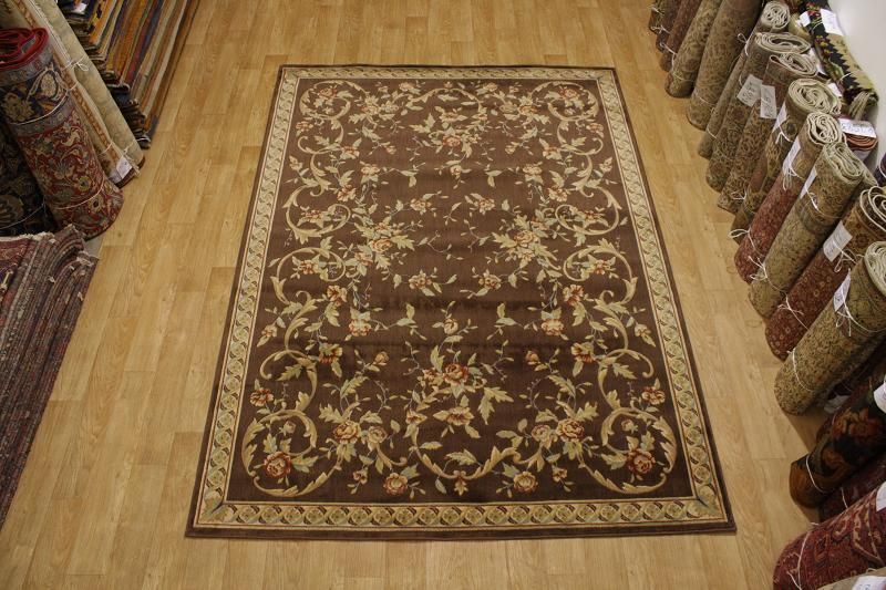 FLORAL BROWN 8X11 AUBUSSON PATTERN ORIENTAL AREA RUG CARPET NEW  