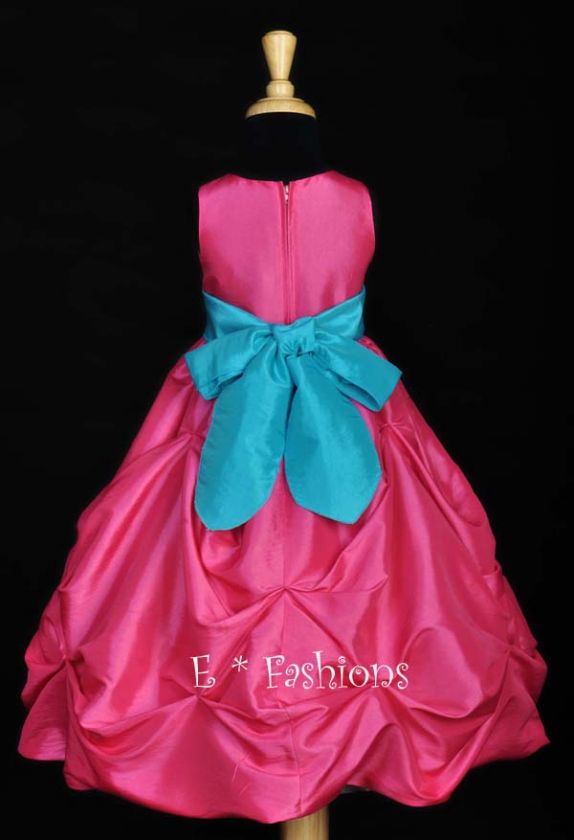 FUCHSIA TURQUOISE WEDDING FLOWER GIRL DRESS 2 4 6 8 10  