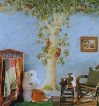 TREE TOP ROOM TRUNK Wallpaper Border Mural  