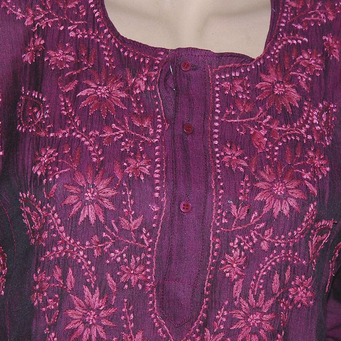 designer awesome look cotton kurta blouse with chikan embroidery work