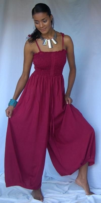 V285S MAROON/JUMPSUIT SMOCK STRAPS LAGENLOOK M L 1X 2X  