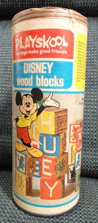 1974 vintage PLAYSKOOL DISNEY WOOD ALPHABET BLOCKS CANN  