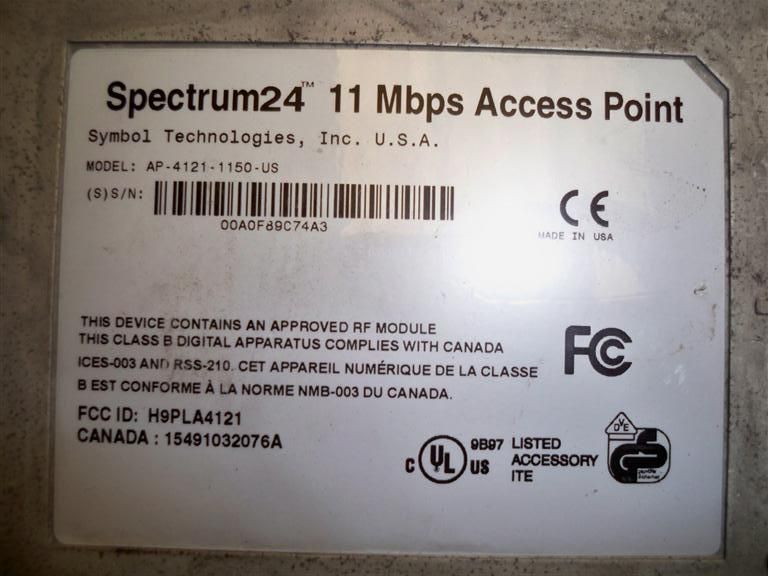 Symbol Spectrum24 11Mbps Access Point AP 4121 1150 US 2  