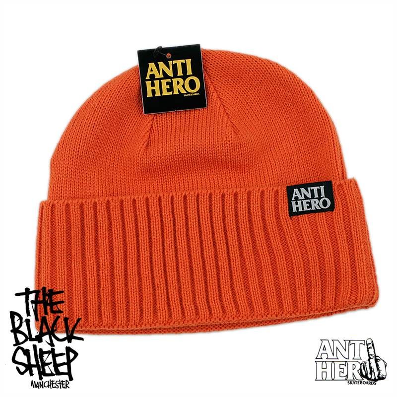 ANTIHERO SKATEBOARDS MENS WASHOUT ROLL UP BEANIE ORANGE NEW  