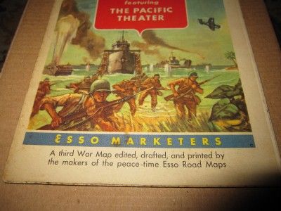   ESSO GASOLINE WWII ERA WAR MAP III PACIFIC THEATER MAP GOOD CONDITION