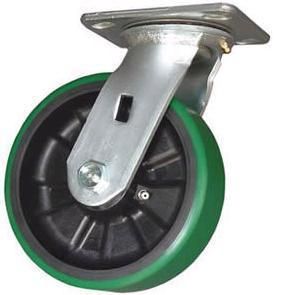 Albion Swivel Fork Caster with DuraTek Green Polyurethane on Steel 8x 