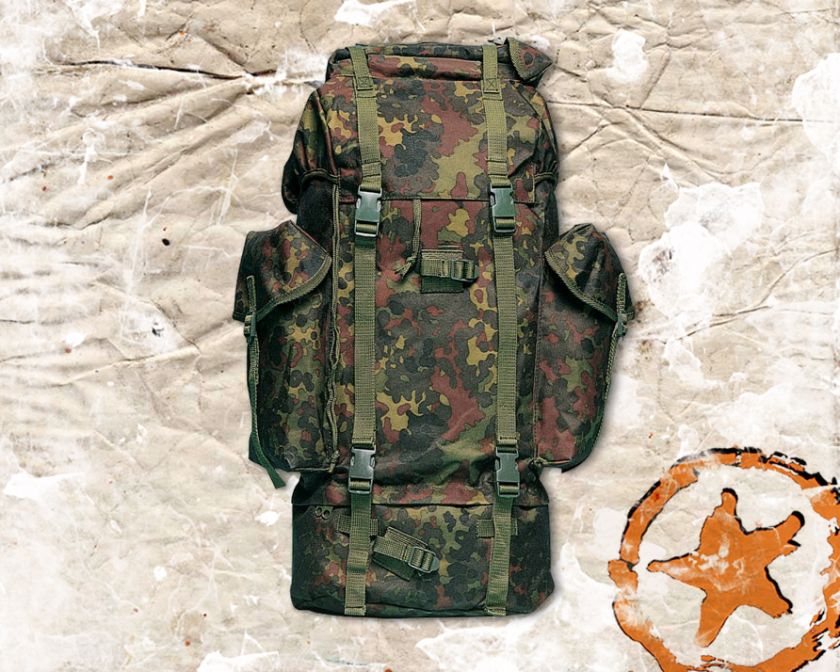 GERMAN ARMY MILITARY RUCKSACK BACKPACK 65L FLECKTARN  