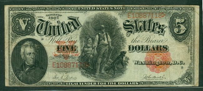 00 Legal Tender “Woodchopper”, 1907, Fr. #87, VF  